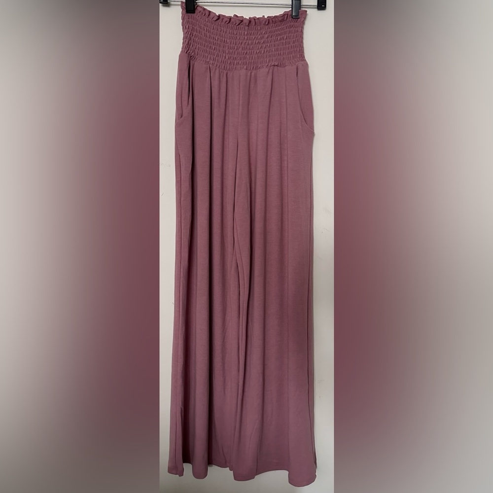 Light Rose Smocked Waistband Pants - Picture 2 of 3